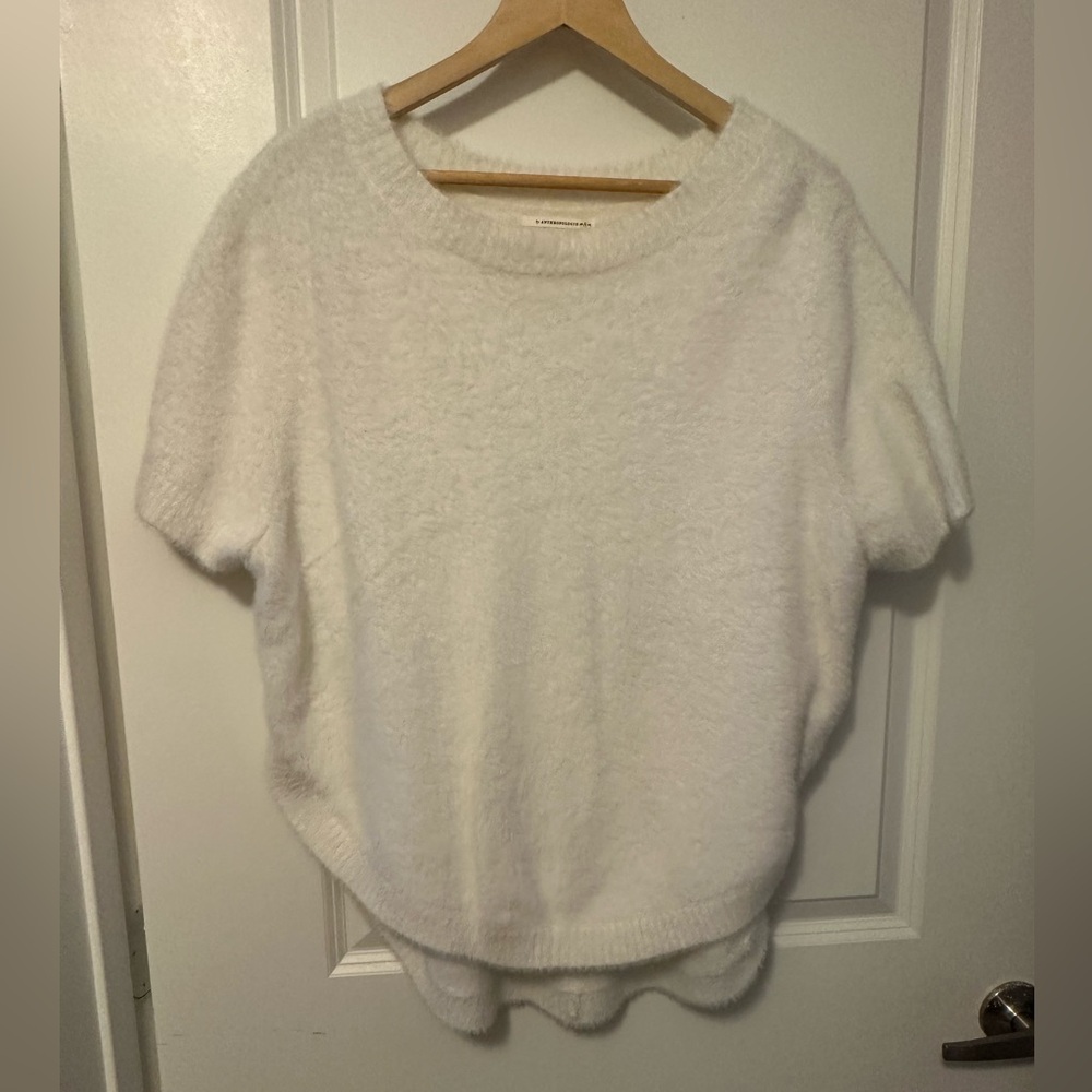 Anthropologie White Crew Neck Short Sleeve Sweater - Picture 5 of 10
